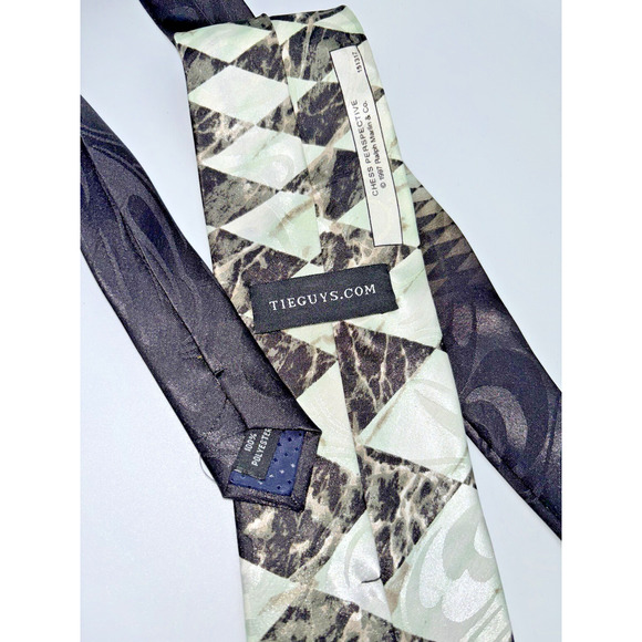 Vtg Tieguys Ralph Marlin Chess Perspective Novelty Necktie Polyester Black White - Picture 5 of 7